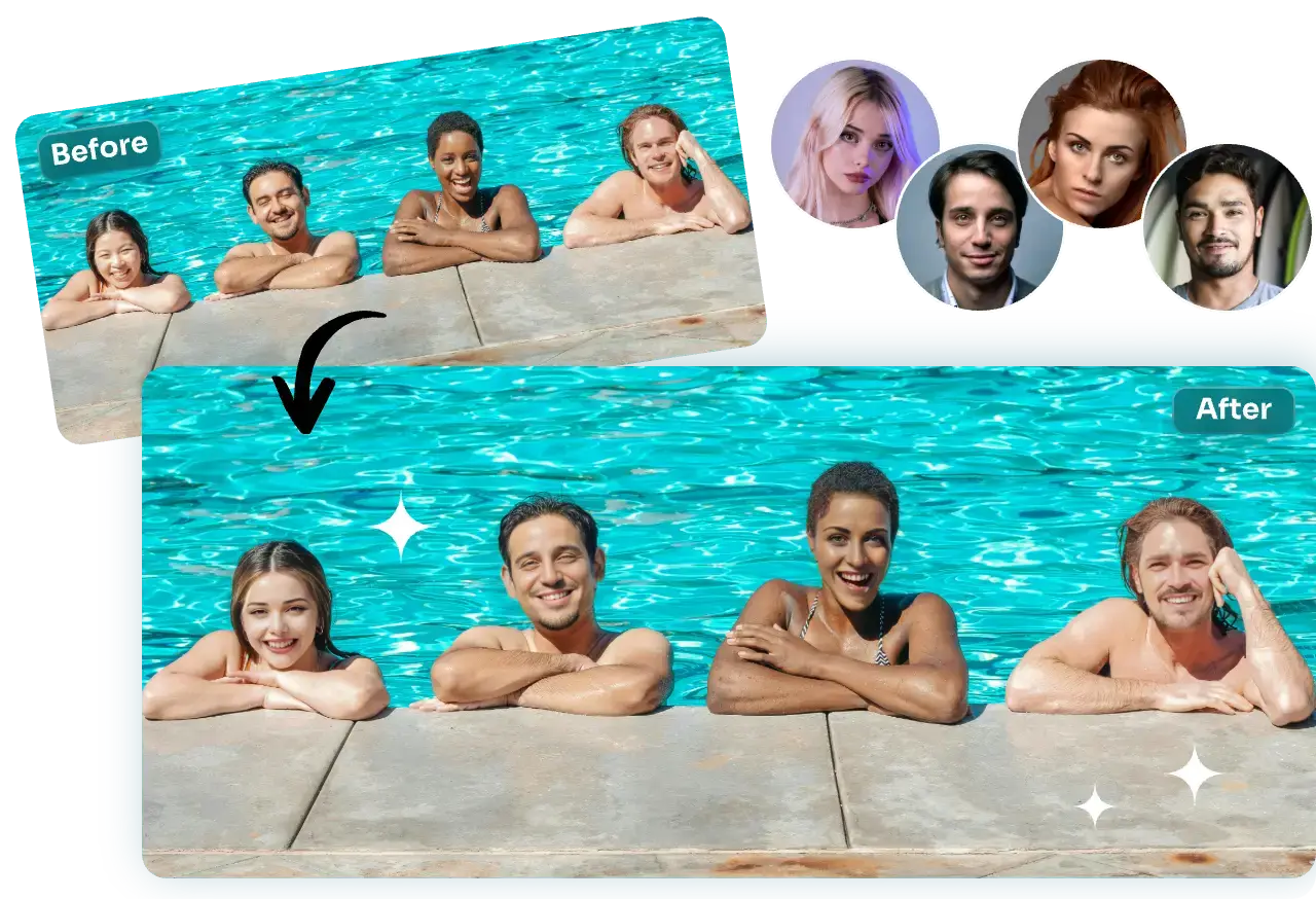 Multiple Face Swap example banner showing face swap demo